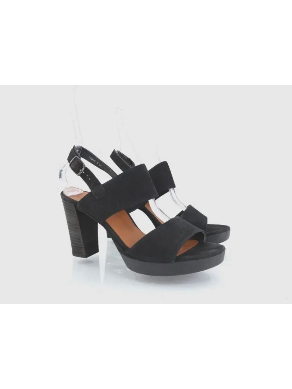 Paul Green Amanda Sandal Womens Black Nubuck Block Heel Slingback UK 7 US 9.5